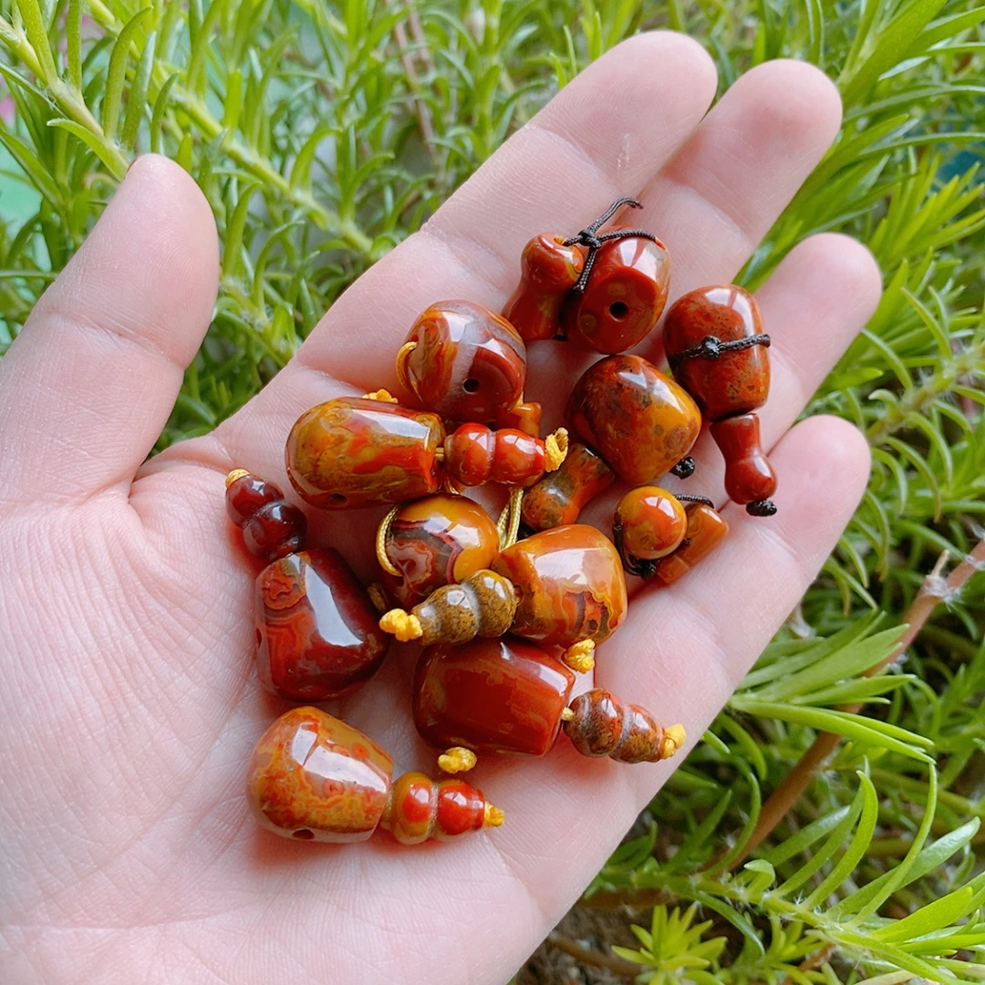 宣化上谷战国红玛瑙分体三通佛头配饰花纹随机发货尺寸13✖️14左右