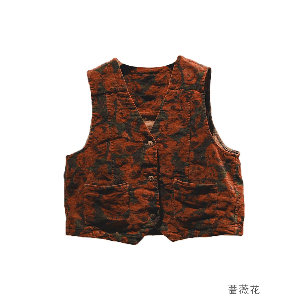 布衣分享241125-2原创设计复古百搭高品棉质金属丝多口袋单层马甲