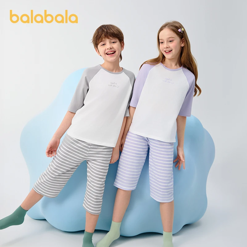 巴拉巴拉睡衣套装新款空调服亲子家居服柔软透气休闲舒适夏季