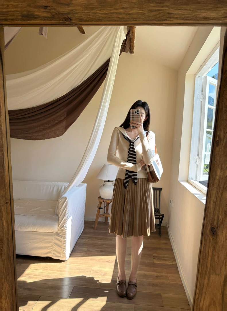 EIA一尧【miu系高校生】复古英伦学院风气质半身裙显瘦ins百褶中裙