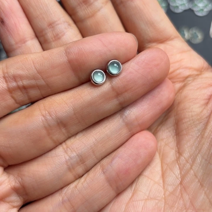 翡翠银S925镶嵌耳饰