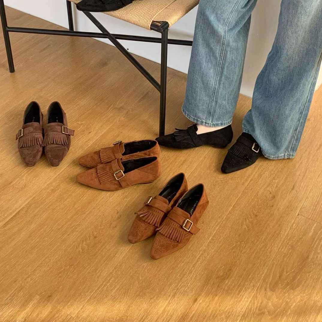 Y 308-6 轻奢老钱风~高级时髦感～秋冬新款加绒单鞋冬日复古风