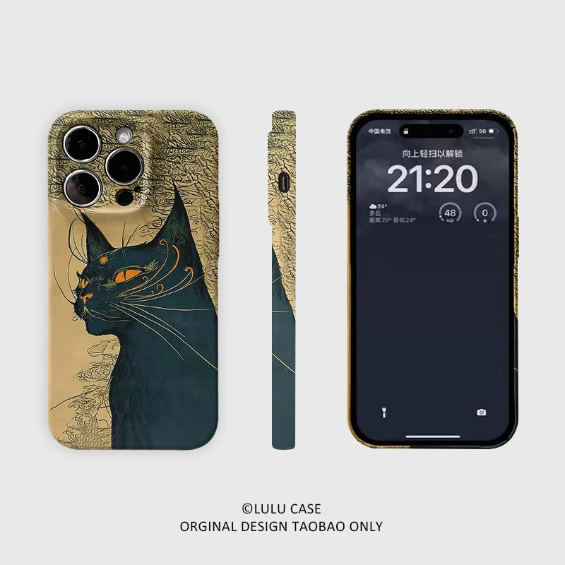 适用于iPhone16Promax浮世绘武士猫15pro壳13pro个性xr小众12mini