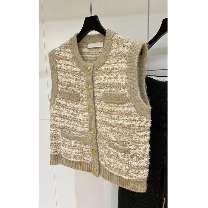 墙裂推荐！今年流行！小香风针织背心马甲女装气质时尚设计小众上衣