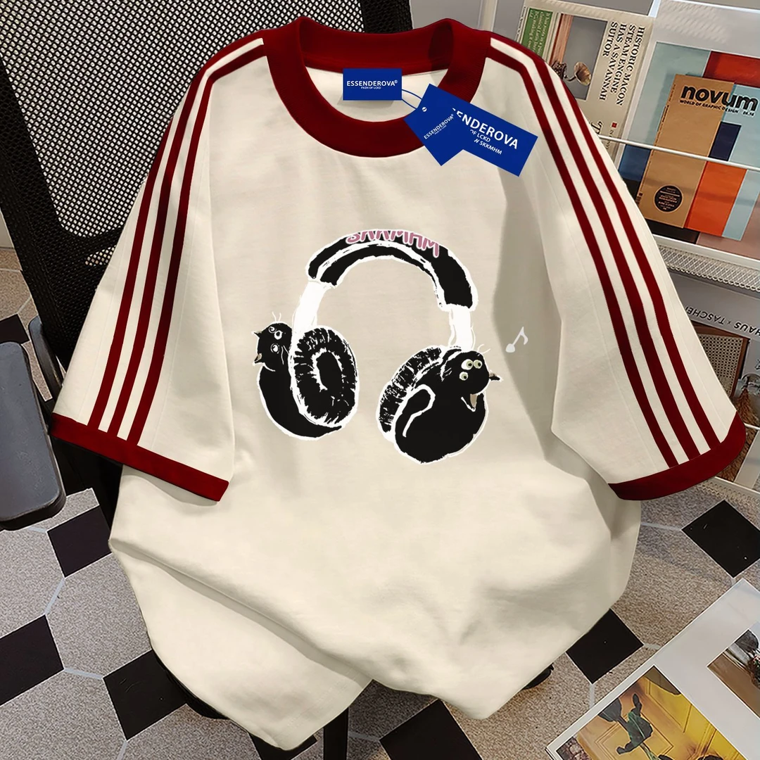 100%纯棉潮流印花圆领短袖t恤男女夏季爆款个性休闲学生情侣上衣