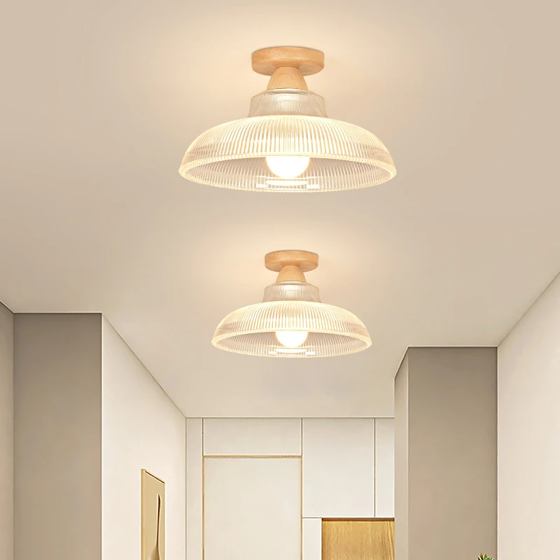 大观园过道走廊灯简约原木侘寂风入户玄关灯阳台灯实木吸顶灯4372