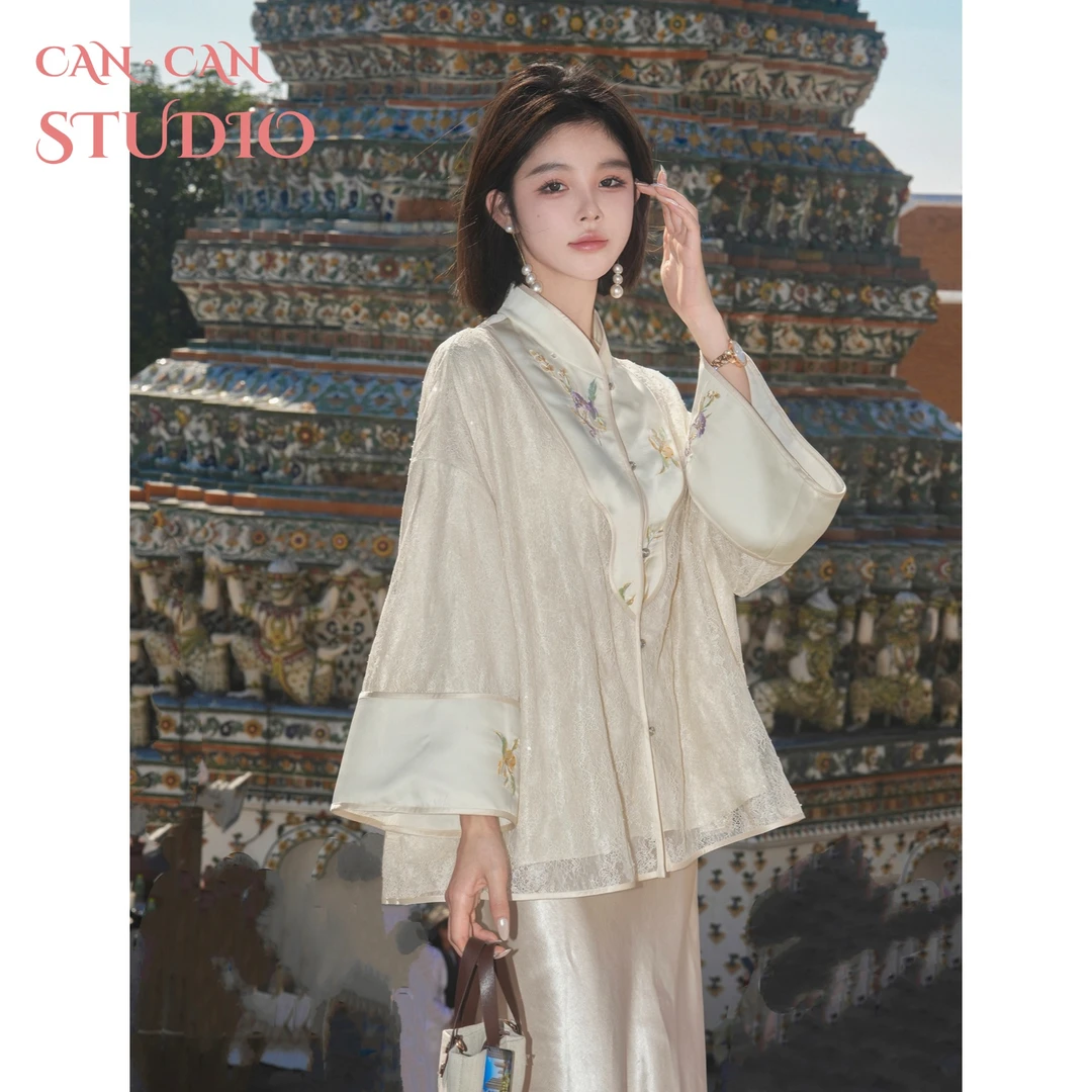 CANCAN STUDIO【空山月】新中式原创设计春季外套上衣+半裙G77525