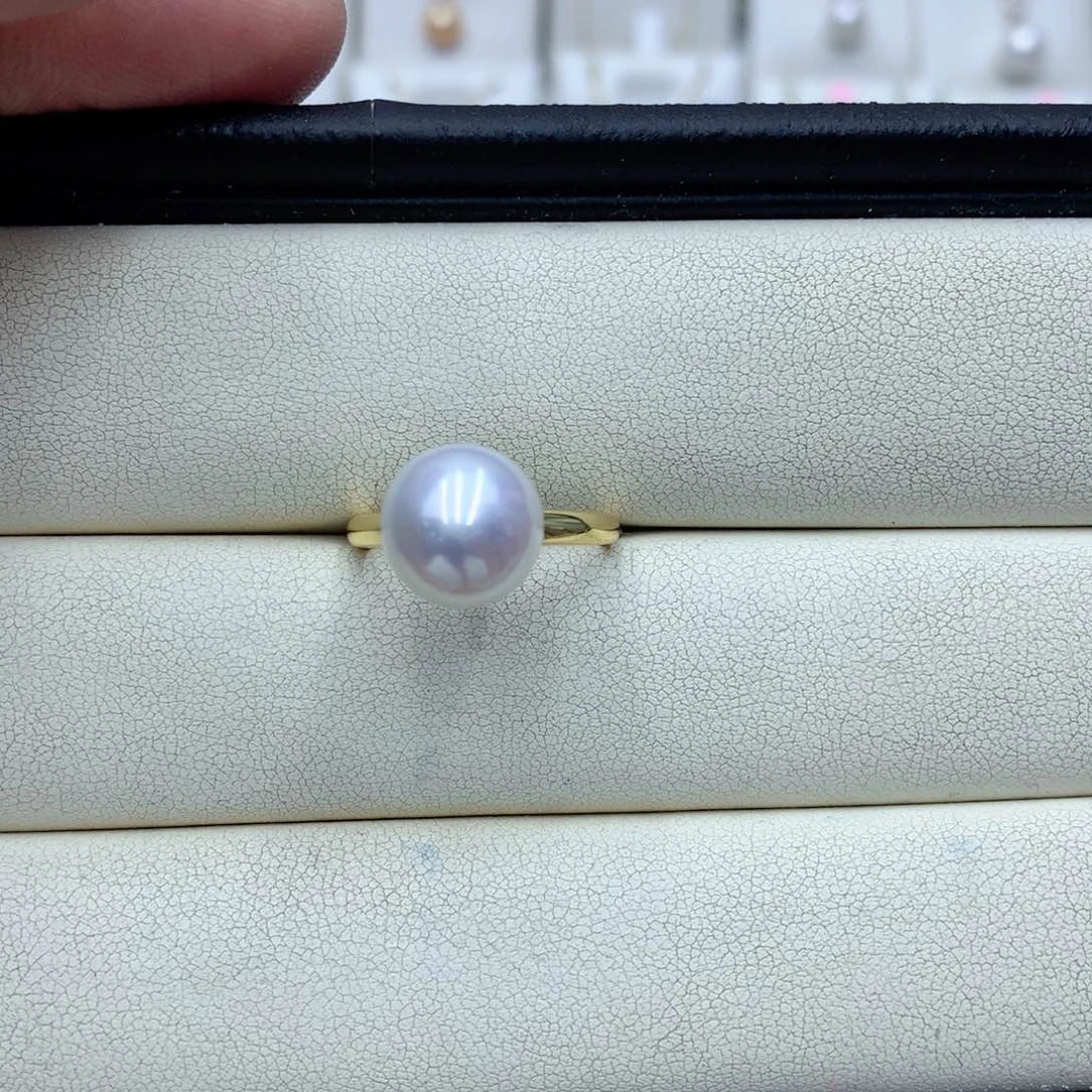 淡水珍珠戒指银S925镶嵌南****倩