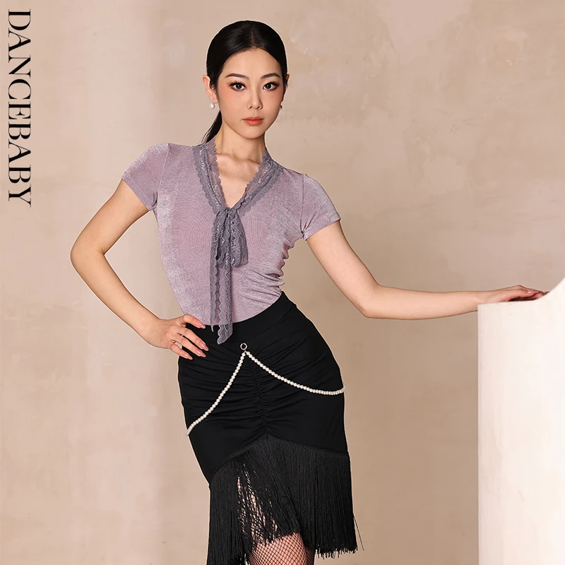 dancebaby拉丁舞上衣女2025新款舞衣舞服国标成人时尚舞蹈服YD501