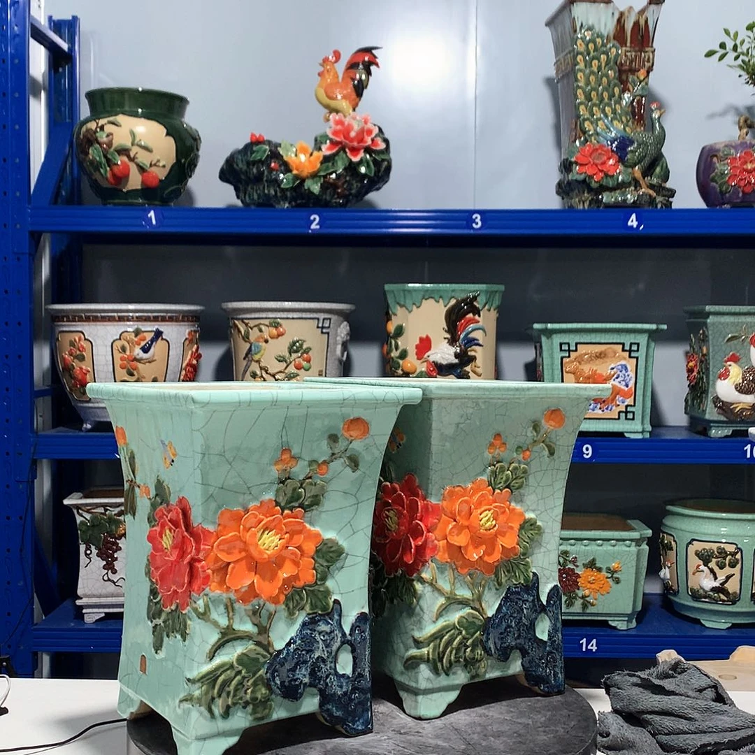 广***6高温粗陶石湾花盆