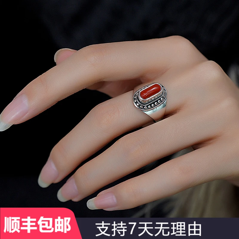 纯银【爆款赛罕】手工百搭MOMO银珠掐丝工艺蒙古民族风戒指