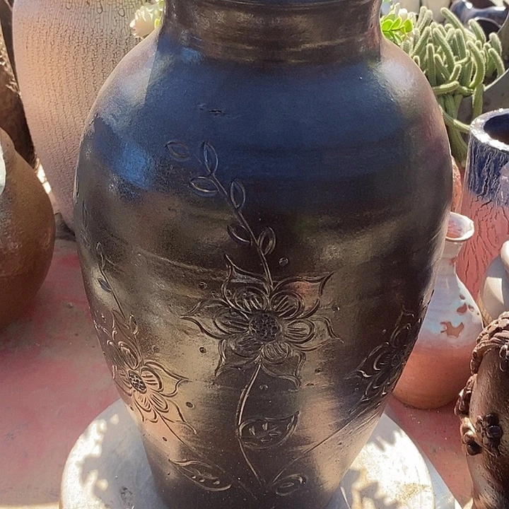 紫砂花盆紫砂瑕疵13.37无孔