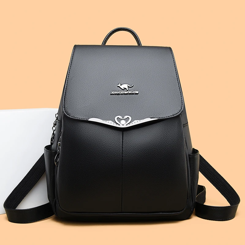 【长25高31厚14cm】背包双肩包40-50岁女士背包076黑色