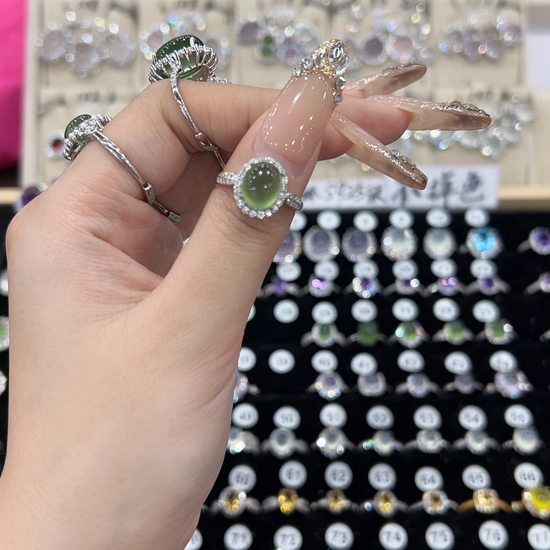 *****蛇纹石玉银S925镶嵌戒指