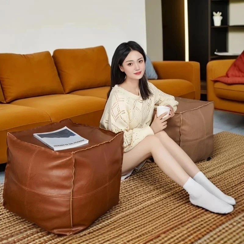 轻奢皮墩榻榻米地上坐垫客厅家用坐墩创意收纳袋蒲团坐垫飘窗坐垫