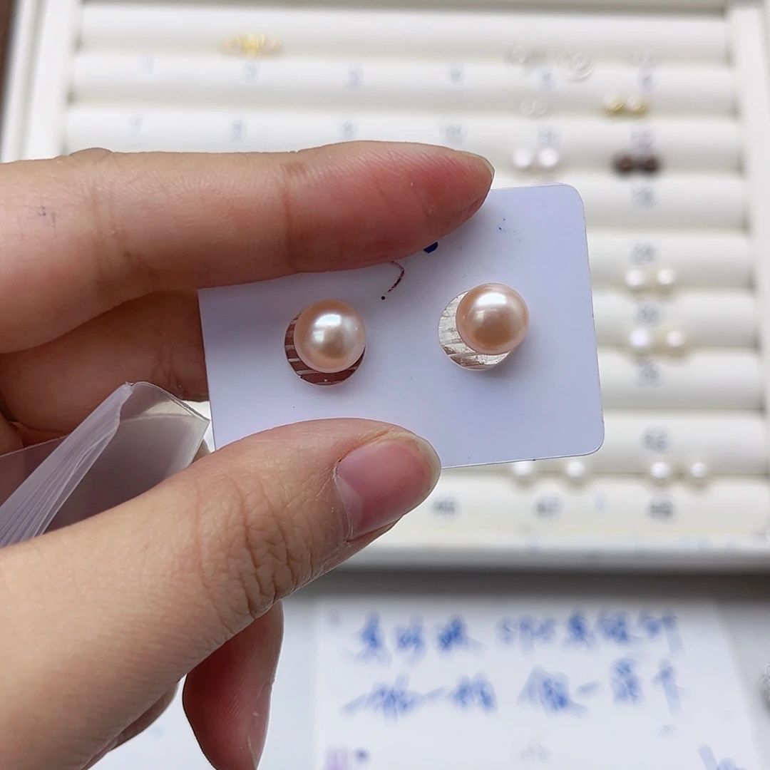 淡水珍珠耳饰银S925镶嵌米*