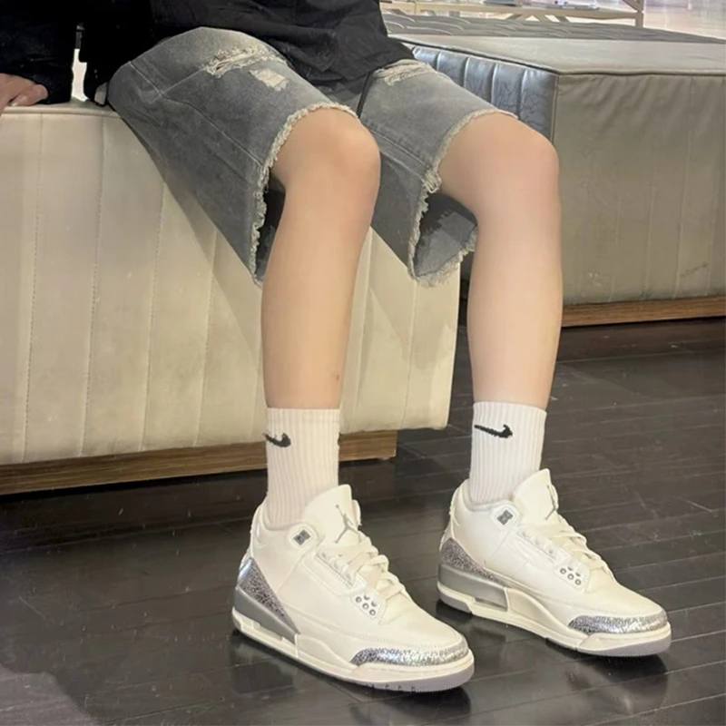 Air Jordan 3 Sail AJ3 白灰色 中帮复古篮球鞋 CK9246-100