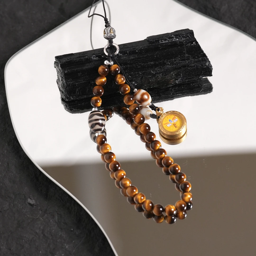 吊坠925银 【八方来财手机链】富足顺遂 平安吉祥 黄财手机链陆叁人