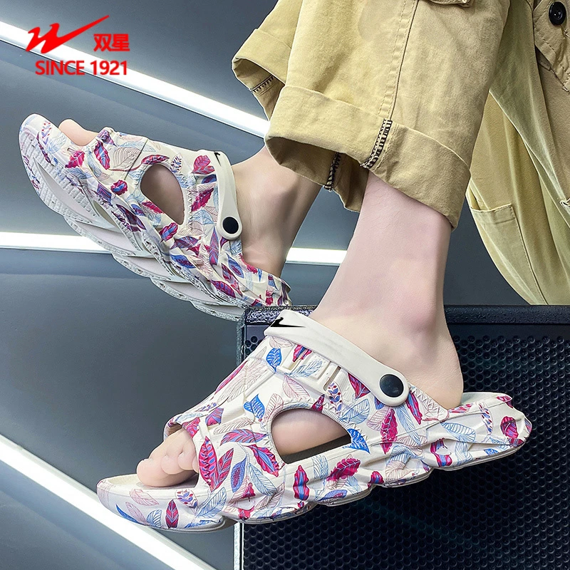 双星拖鞋男夏季外穿防滑踩屎感户外开车两用男士运动厚底沙滩凉鞋