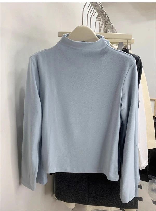 2024韩国东大门OMELET蛋卷基础百搭双面磨毛德绒打底衫半高领内搭