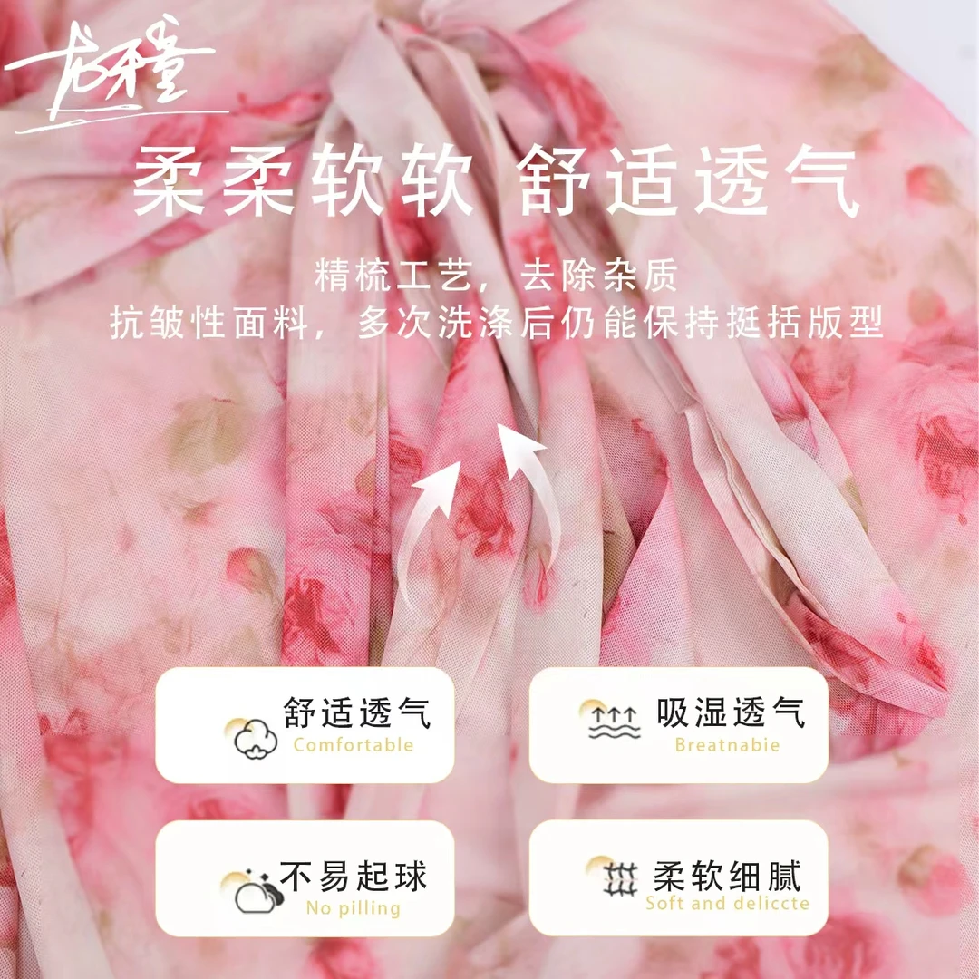 （清）龙怼怼推荐【粉黛玉琢】碎花修身显瘦的连衣裙气质夏季复古收腰
