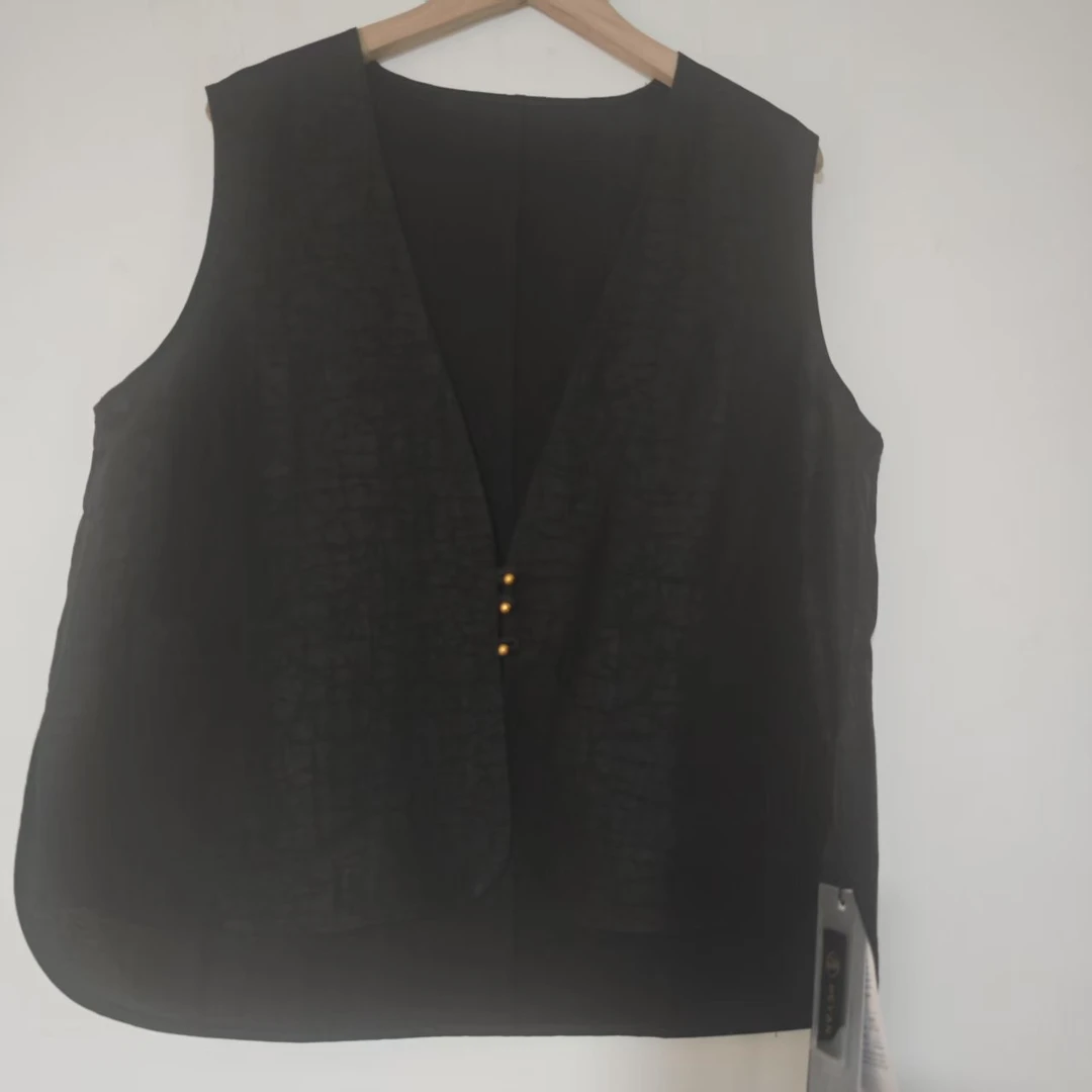 禾炎12435黑龟老料纯色马甲马夹外穿女款女装女士上衣黑色无袖