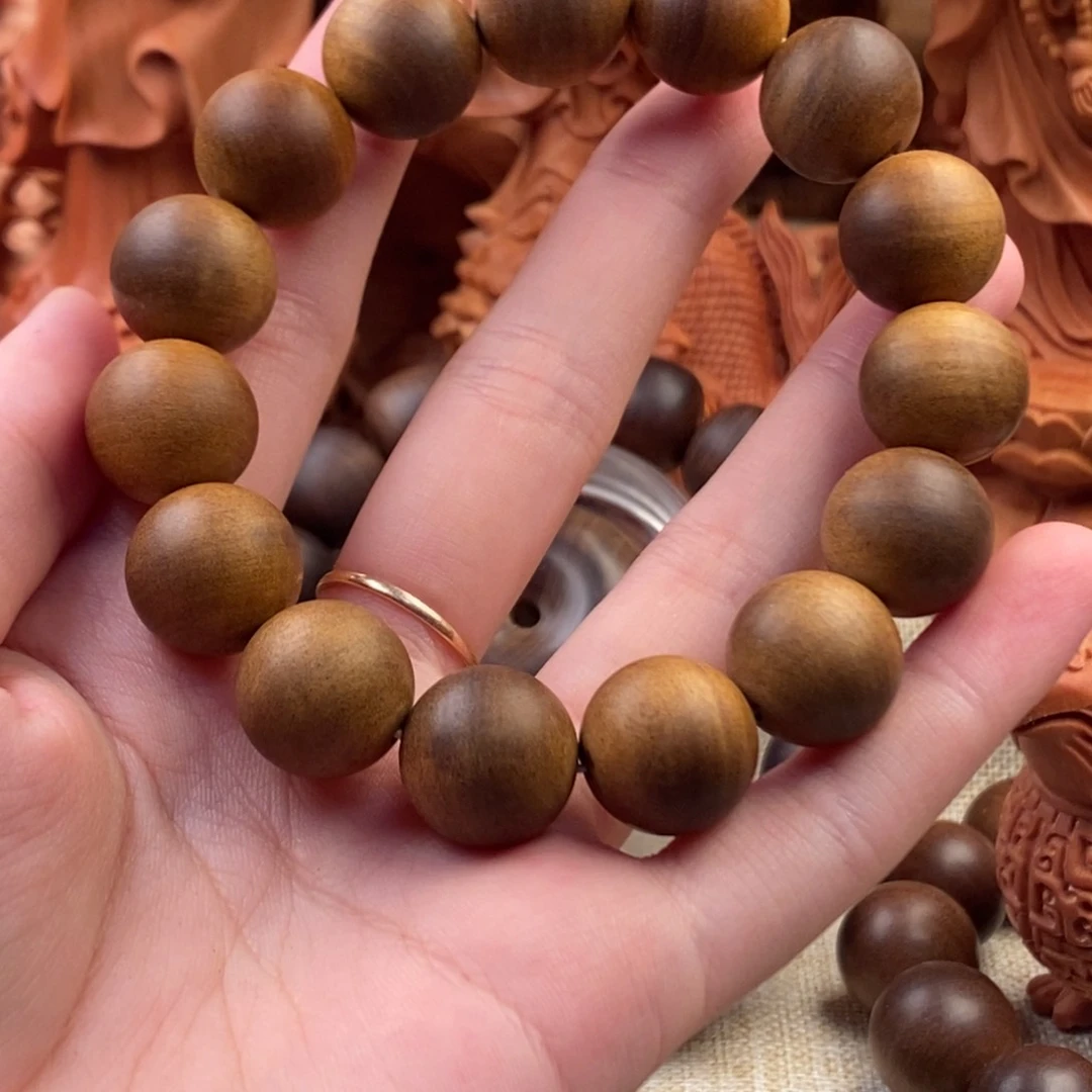 ****人檀香木手串/手链印度正区迈索尔老山檀 1.5黄黑 供奉