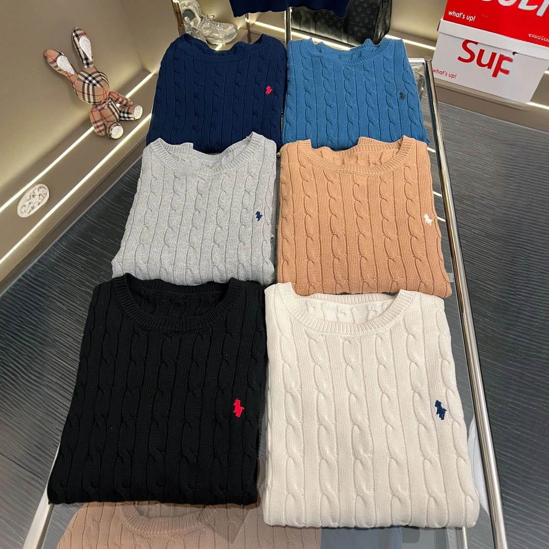 圆领短袖针织衫大绞花小马刺绣纯棉毛衫【25SS-331】