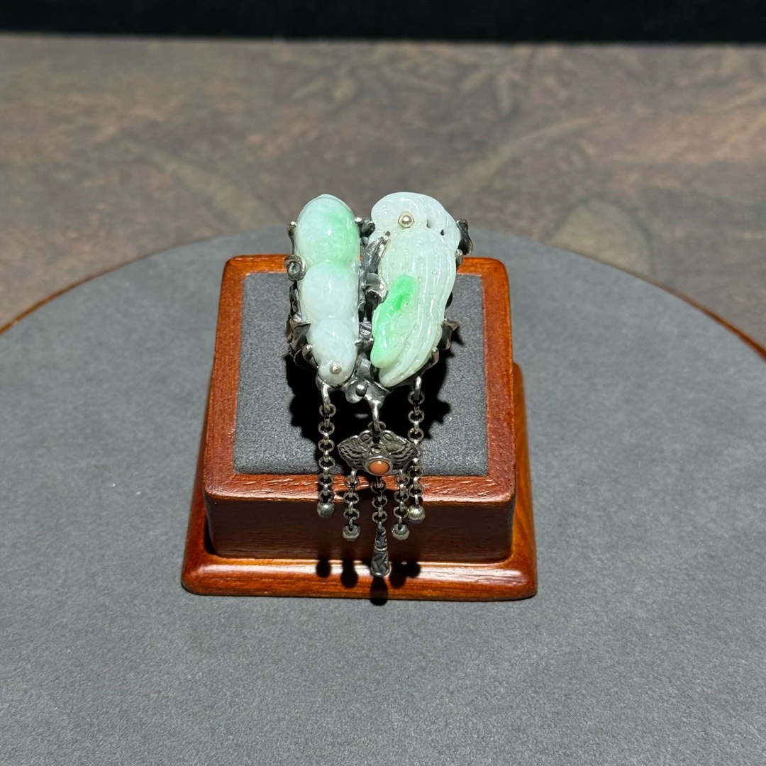 天然A货翡翠戒指925银托