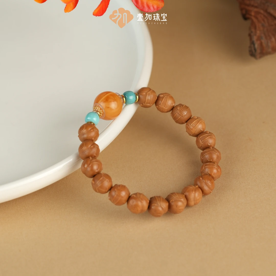 小青|手工设计蜜蜡卡皮巴拉猴头手串多样性发一2168Z