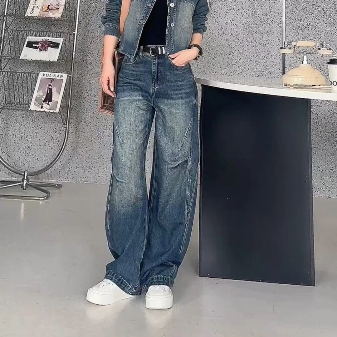 【 槐叶知秋】2025早秋新款宽松显瘦休闲潮流牛仔裤H3732