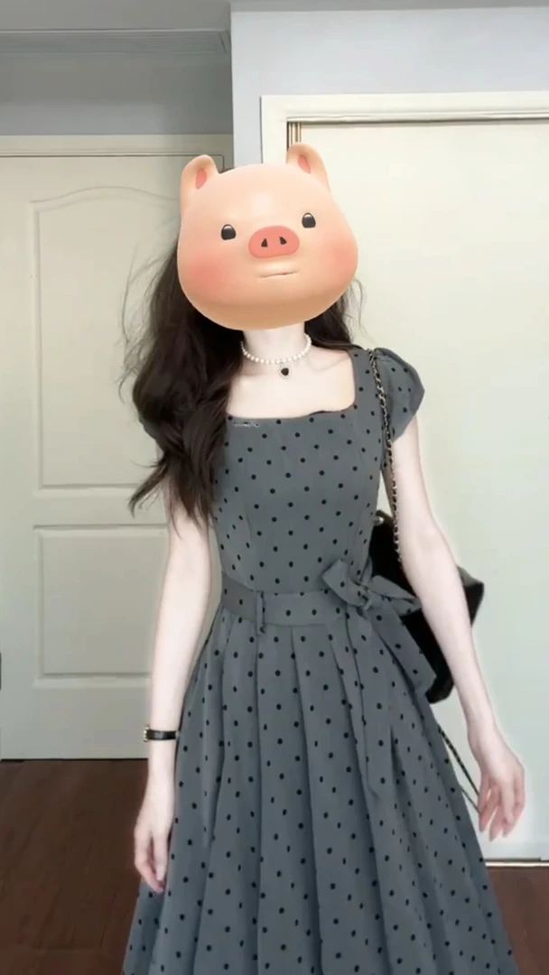 法式复古波点泡泡袖连衣裙女装2025夏季新款高级感收腰显瘦长裙子