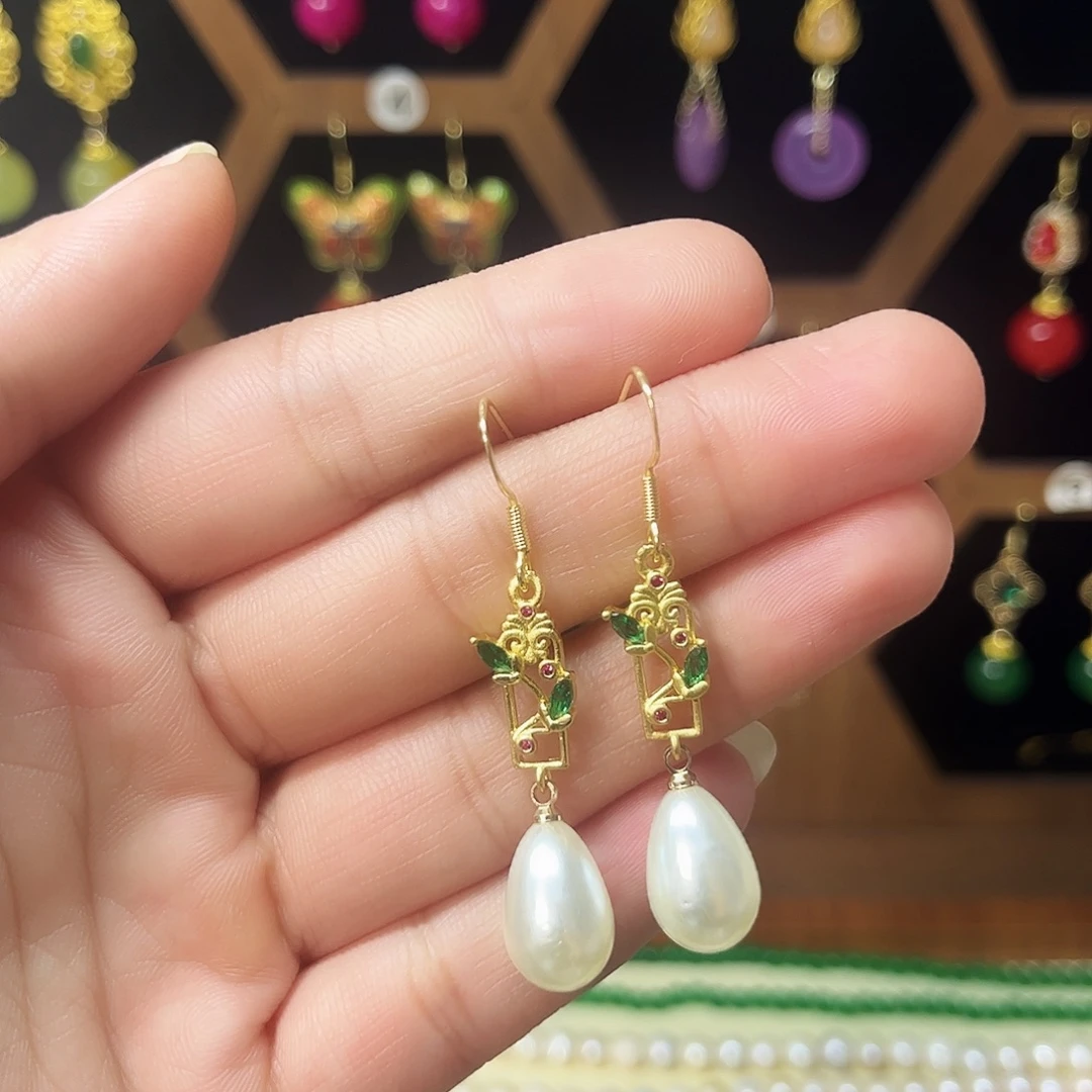 锆石纯铜925银耳饰