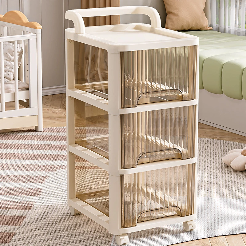 透明收纳置物架家用多层抽屉式收纳柜学生宿舍免安装储物柜子带轮