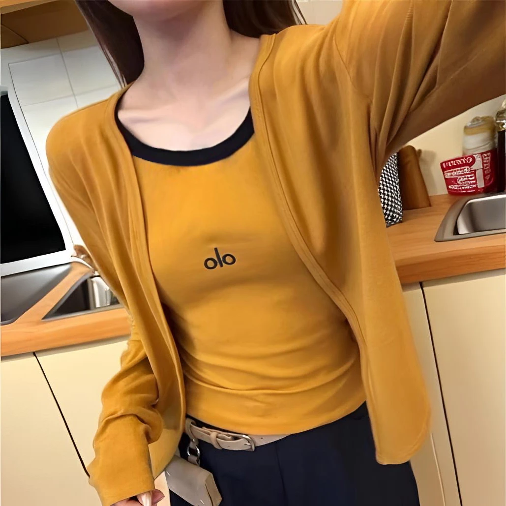 韩系两件套带背心外搭外套修身时尚OIO拼色纯色出游服装女百搭