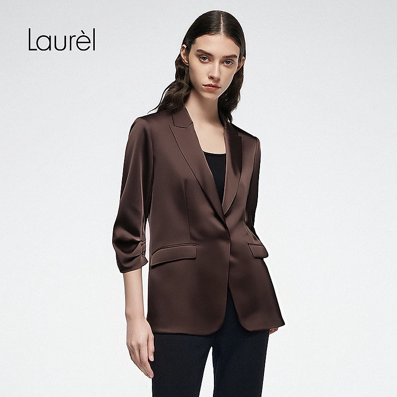 Laurel劳芮25秋新款经典褶皱七分袖西装LWD355T02500