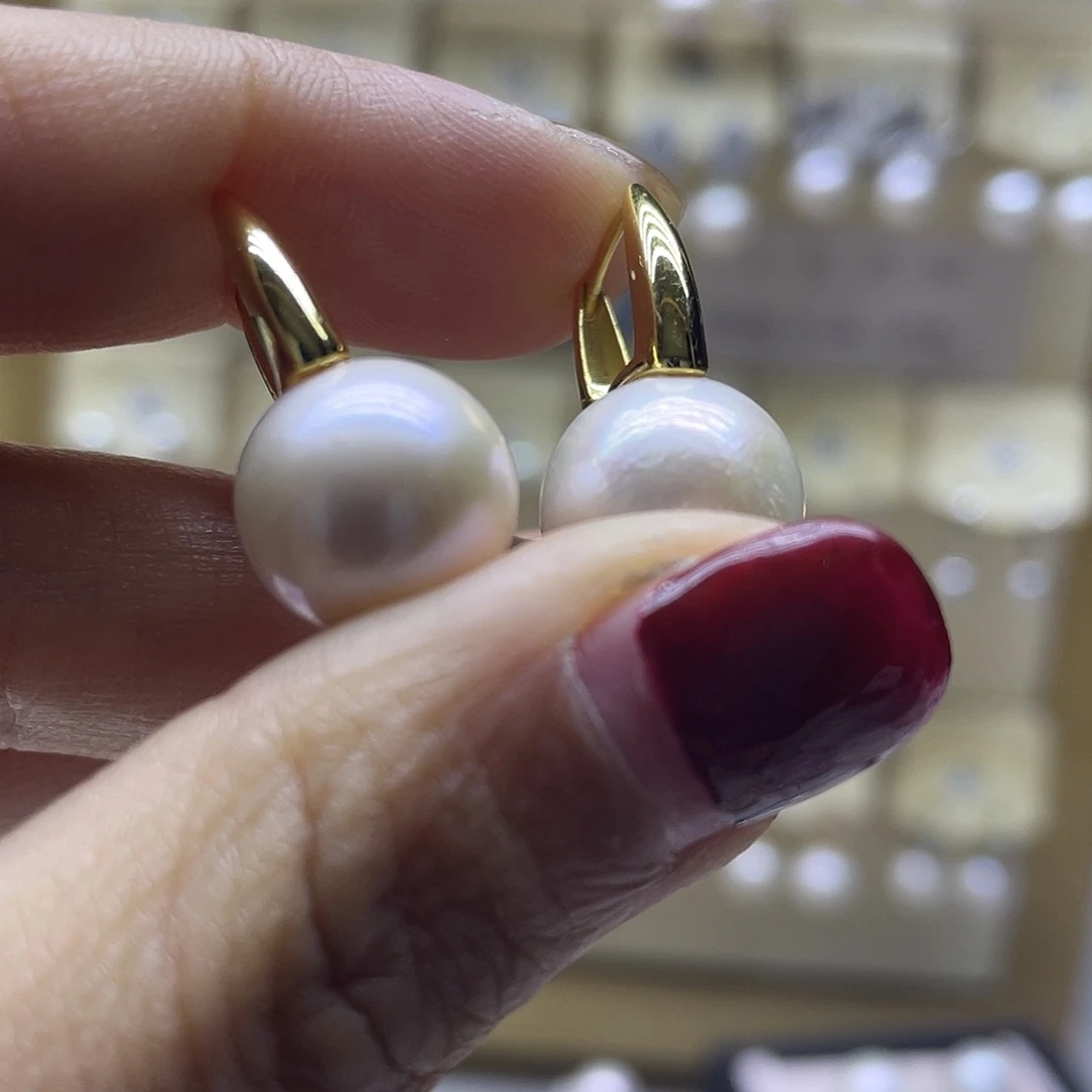 耳饰银S925镶嵌淡水珍珠