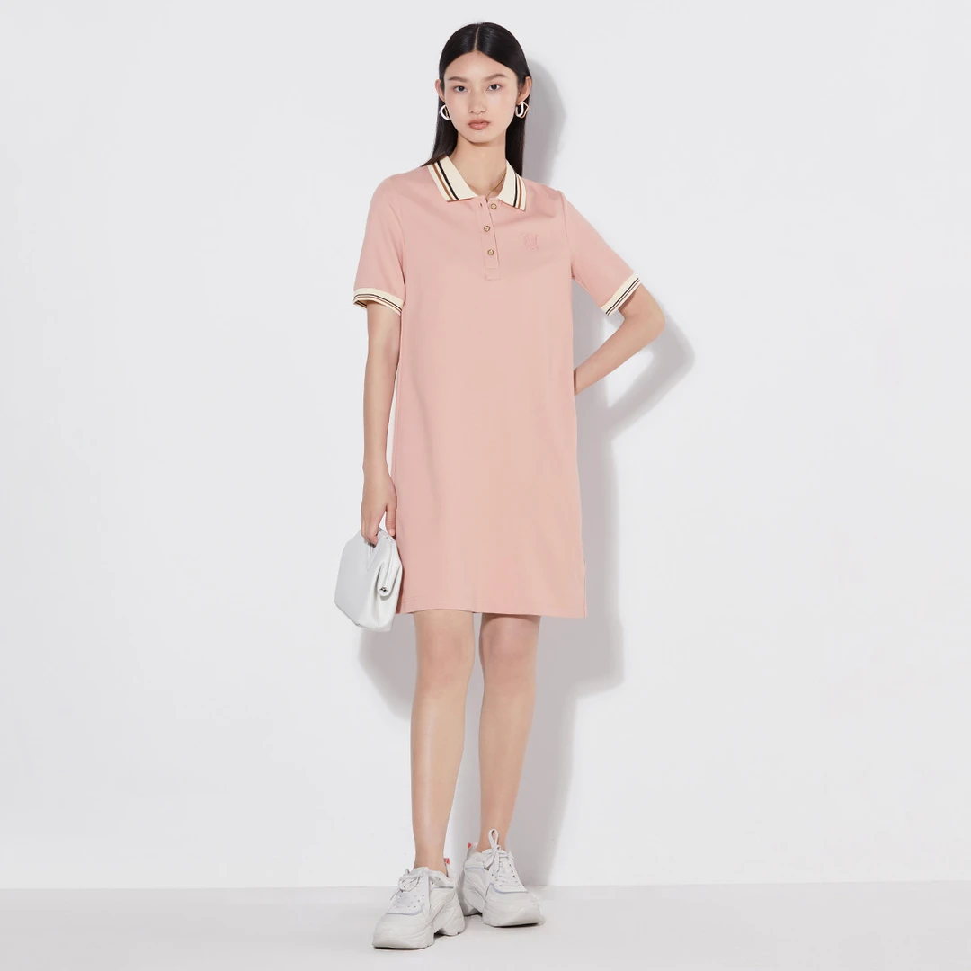 【粉丝专属】M510190宽松连衣裙POLO撞色设计感H型中裙女士春夏