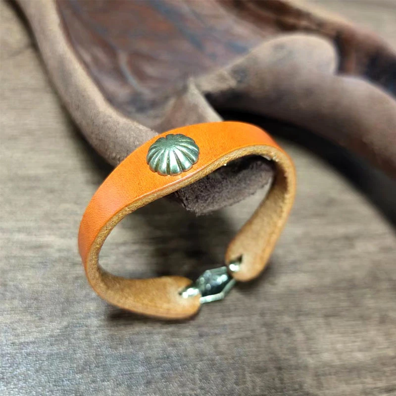 铜合金皮质手链  【纯手工手环】手工原创复古植鞣牛皮手饰25073