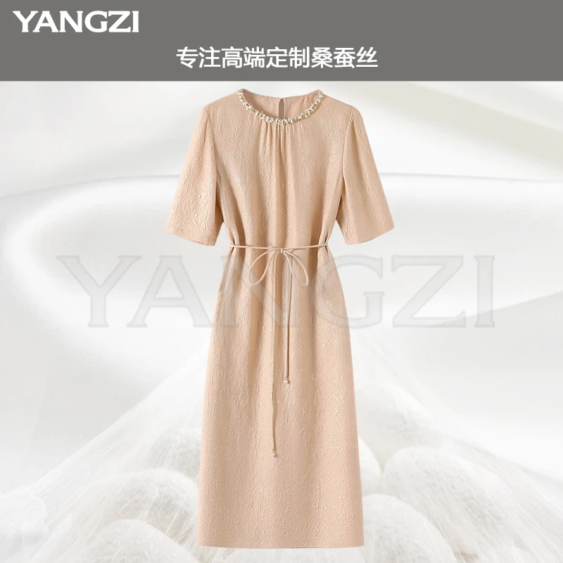 夏季新款时尚款25姆米金丝冠乐绉桑蚕丝连衣裙 XGX256-251058