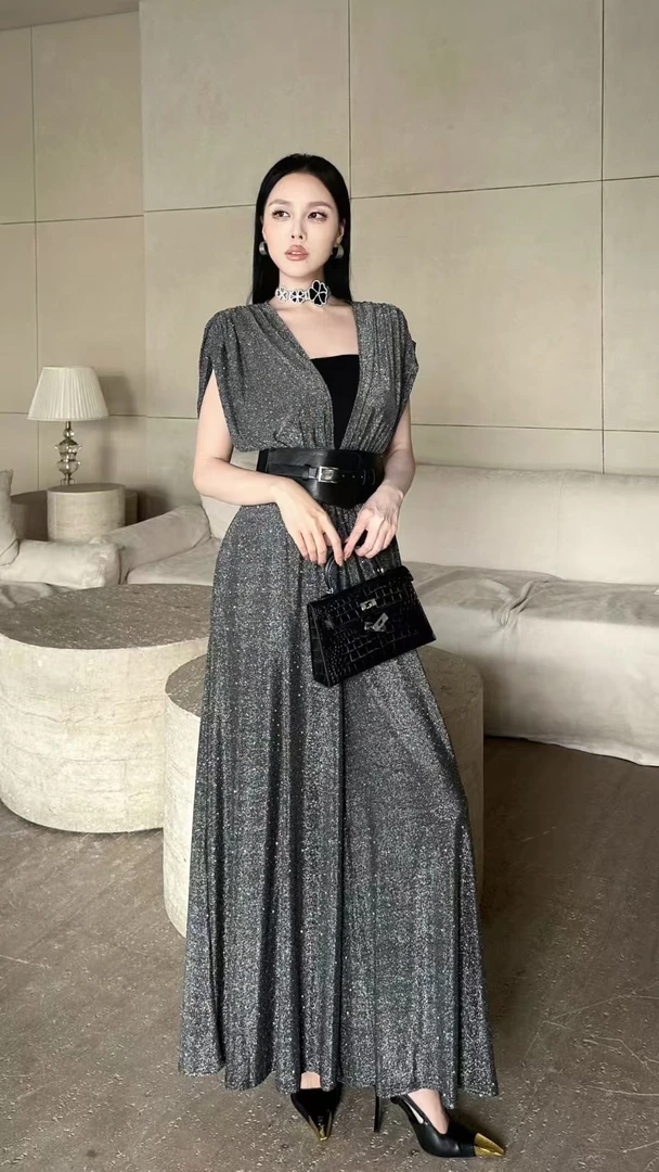 法式高端气质女神范性感高腰垂感阔腿一整套连体裤