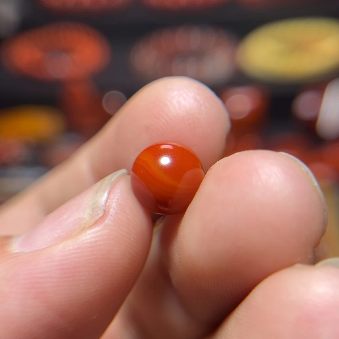 南红玛瑙珠宝奇石未镶嵌桃*?原矿瓦西单珠9mm