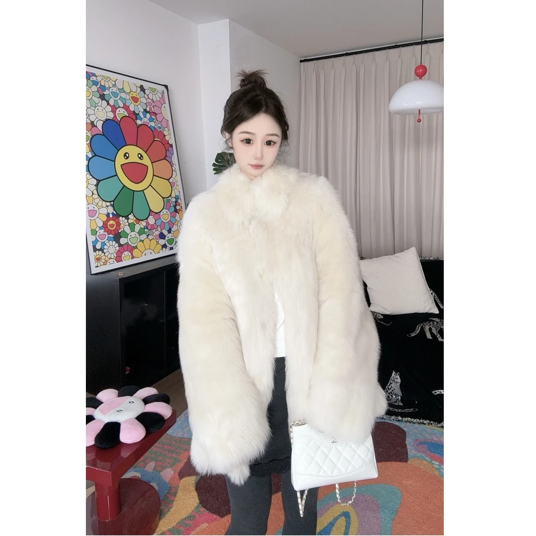 张媞媞 直毛托卡 羊毛皮毛一体中长款外套皮草大衣 23768-1