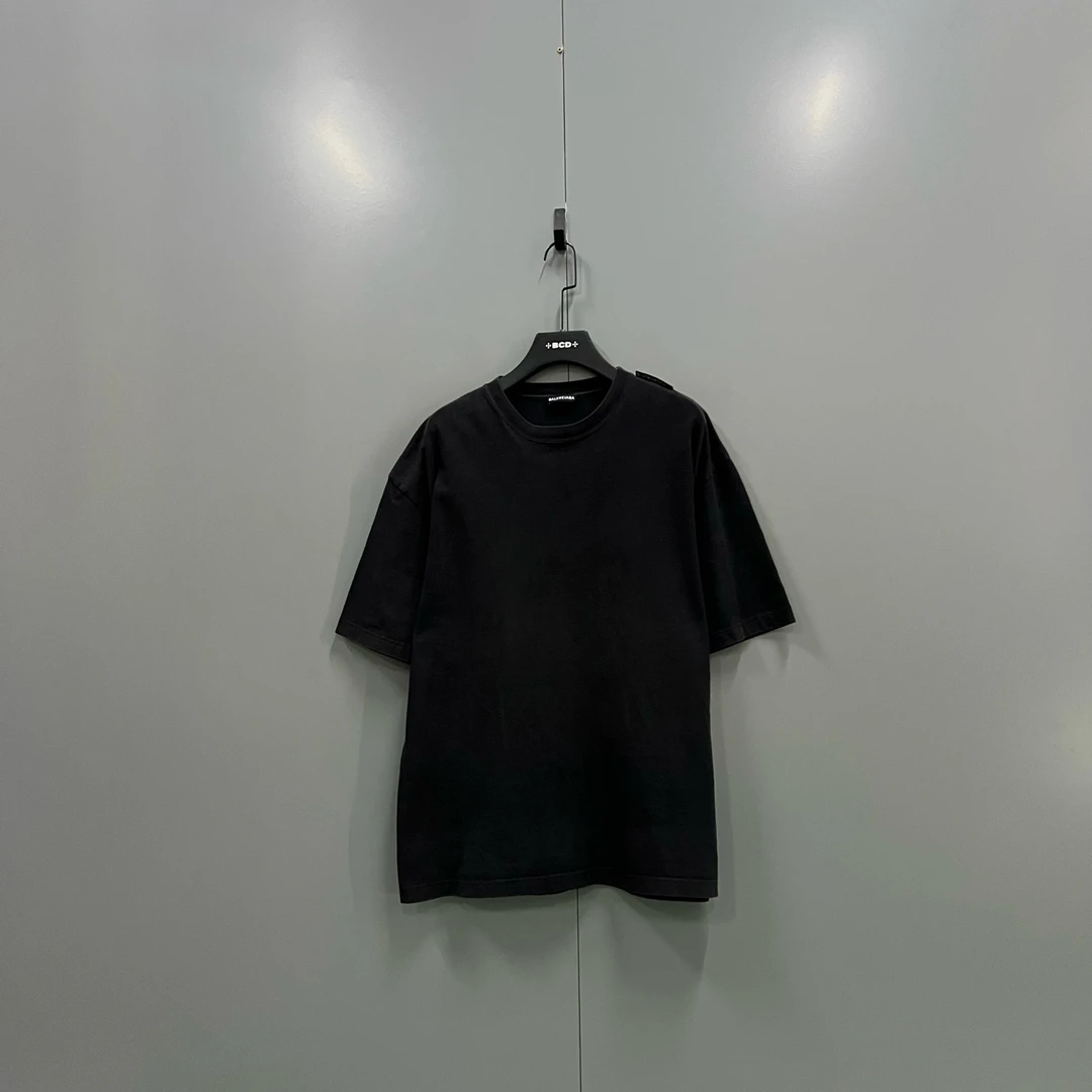 99新 Balenciaga/巴黎世家 h822  黑色标签logo短袖 XL码 206665