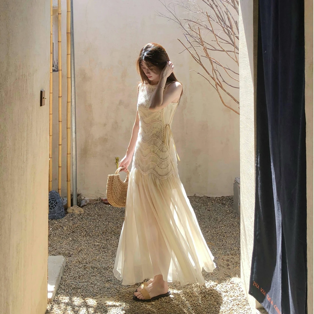 法式无袖连衣裙女2025夏季新款法式御姐风气质高级感修身收腰长裙