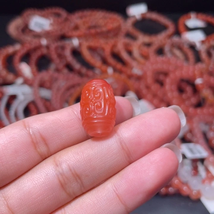 南红玛瑙未镶嵌配饰回纹桶珠1371