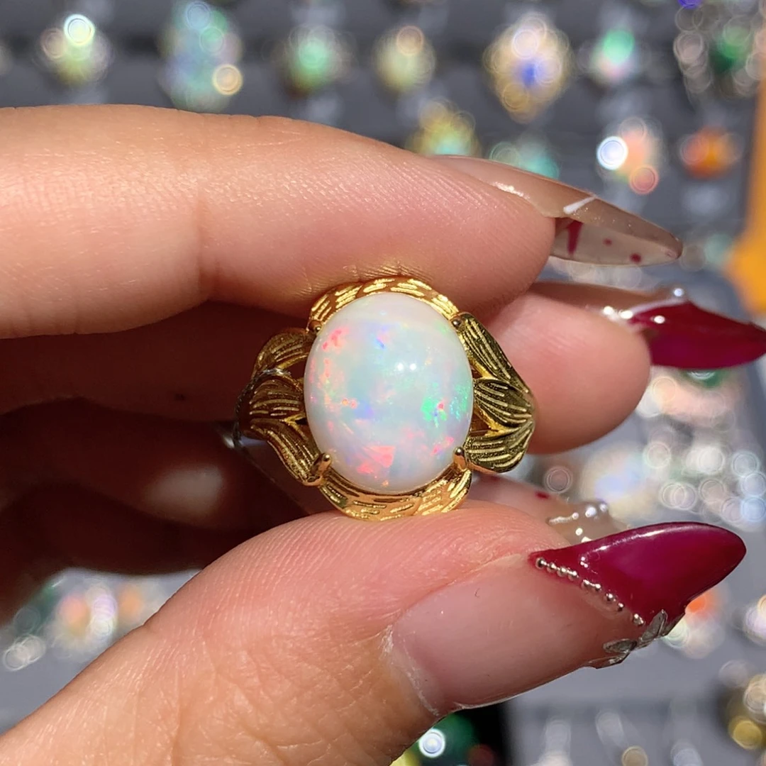 欧泊银S925镶嵌欧泊戒指y