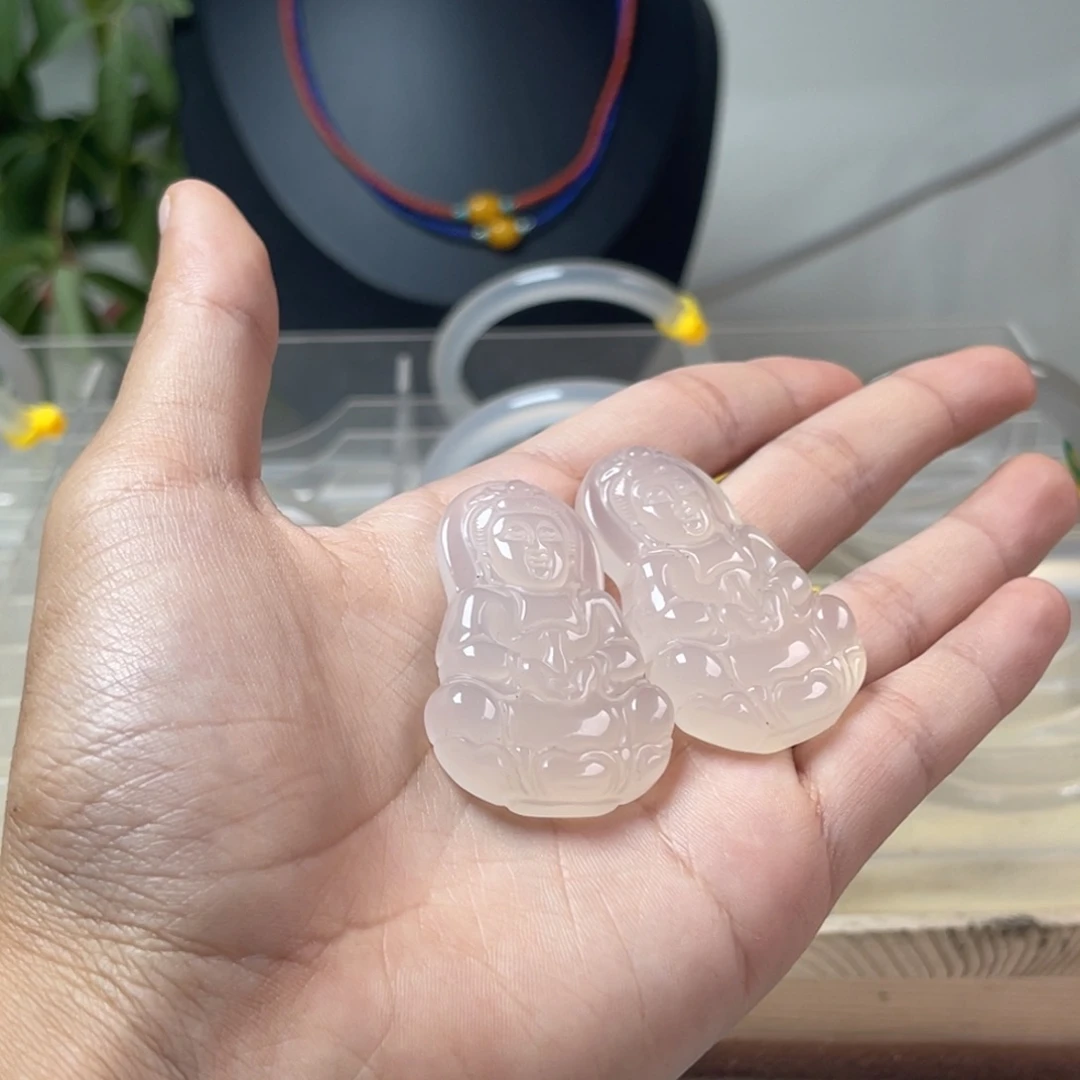 石英质玉银S925镶嵌耳钉