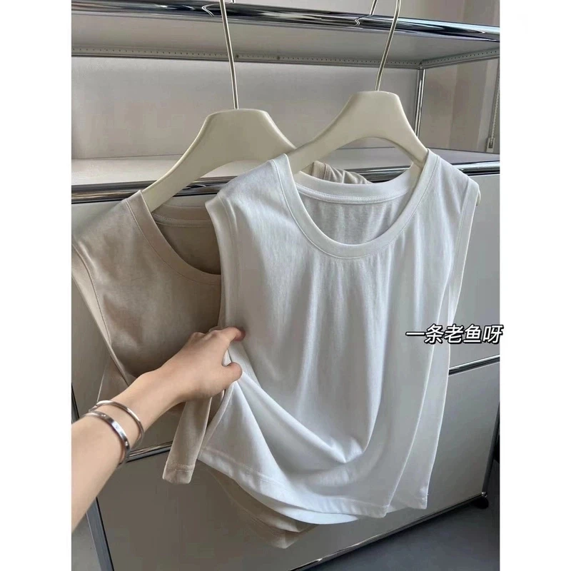 M 夏季小飞袖短袖T恤女 韩版百搭宽松白色无袖背心