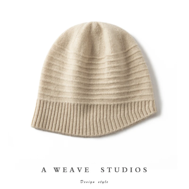 4066潮搭配~山羊绒帽子男女情侣款百搭时尚保暖针织包头帽秋冬